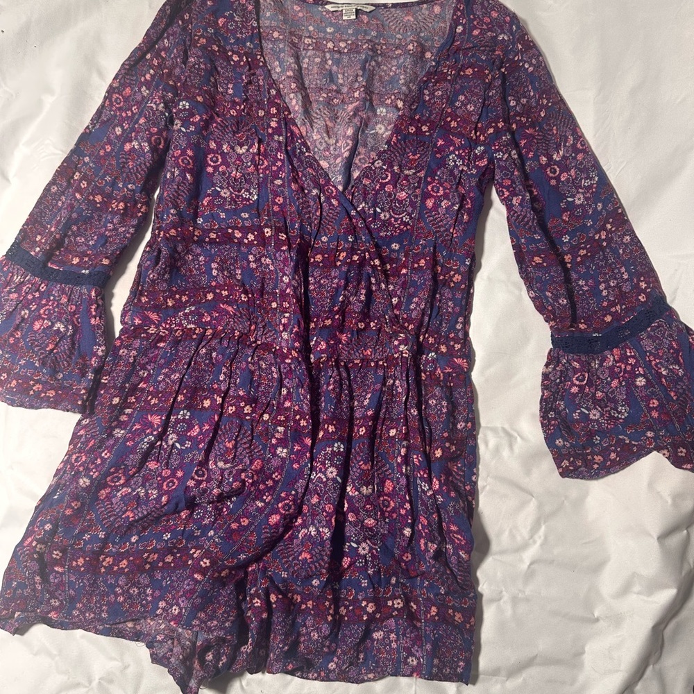 American Eagle Outfitters Purple and Pink Floral Romper